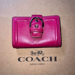 VINTAGE COACH Soho Women's Pink Leather Wallet Silver Buckle AUTHENTIC